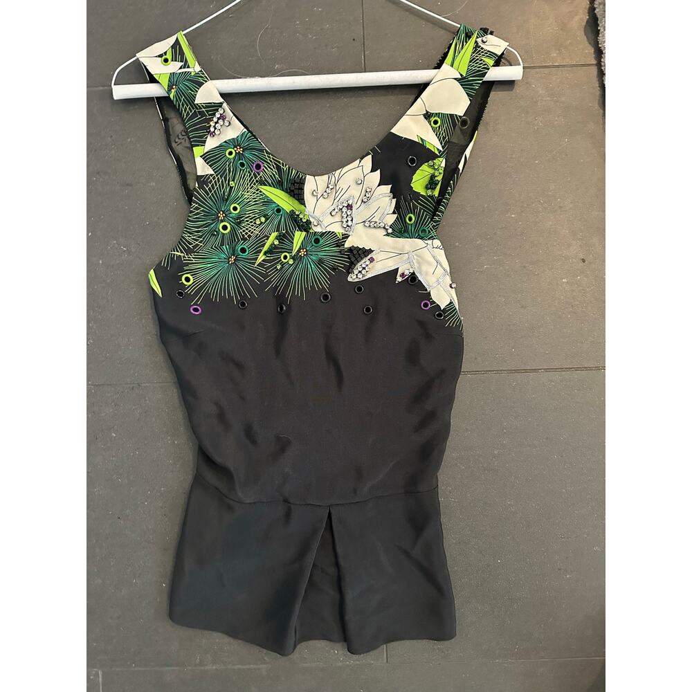 3.1 Phillip Lim 100%silk 
Black and Green Embellished Women's Top

·